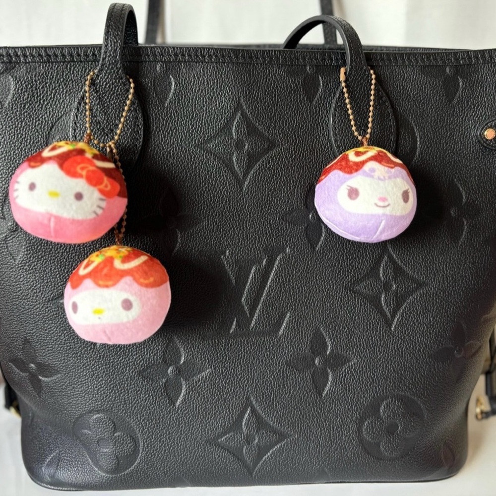 Hello Kitty x My Melody x Kuromi Takoyaki Plush Purse Charm Keychains NWT